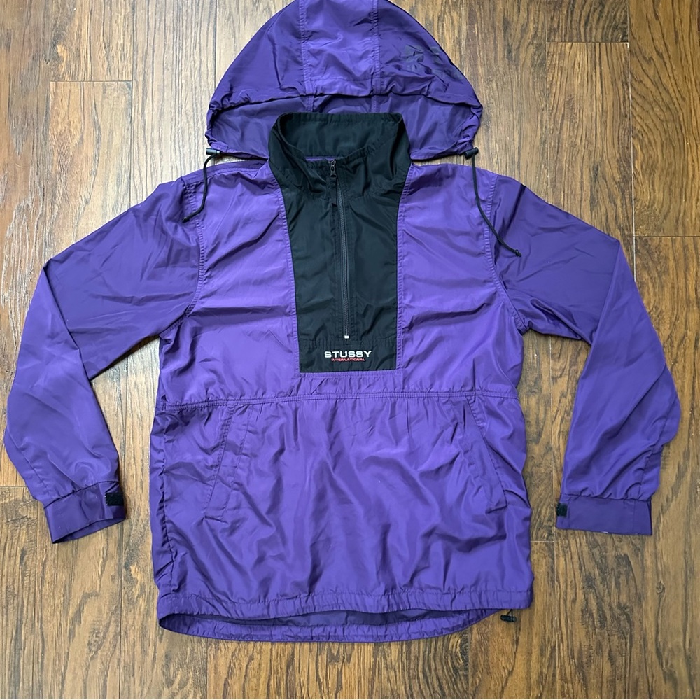 Stussy purple 1/4 zip Sport Pullover Anorak Jacket men’s large
